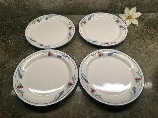 Set Of 4 Lenox Poppies On Blue Salad Plates 8.  25 " Chinastone