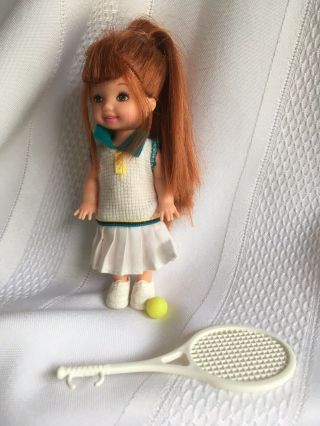 1999 Barbie Doll Sister Kelly Club Friend Lorena Red Hair Dressed Tennis Player