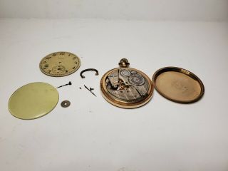 1922 Elgin Pocket Watch - 16s,  17j,  Grade 387 Parts