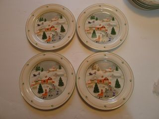 Sango Silent Night 7 - 1/2 " Christmas Dessert Plates Set Of 4 Joan Luntz