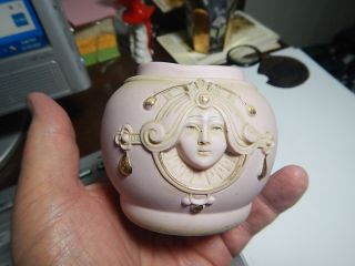 Schafer Vater German Porcelain Powder Jar Ladies Head No Lid Pink Old Estate