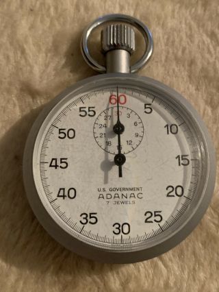 Vintage Adanac Mechanical Stopwatch.  U.  S Government Issued.  No Scratches Or Mark