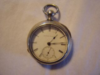 Antique 1880s? Hampden Pocket Watch Silveroid Case Movement 86329 3 Openings