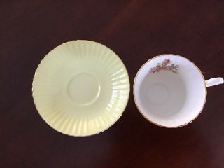 VINTAGE PARAGON YELLOW TEACUP & SAUCER WITH CABBAGE ROSE 2