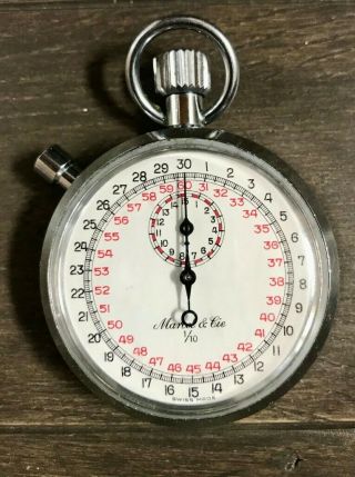 Rare Vintage Stopwatch Marcel & Cie 1/10 Pocket Timer Swiss Made