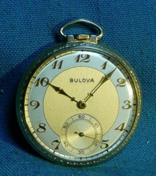 Vintage Bulova Swiss 17 Jewels 17ah 10k Rolled Gold Plate Pocket Watch