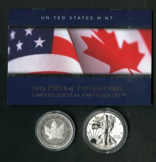 Us & Canada Coins 2019 Silver Pride Of 2 Nations Set Mib