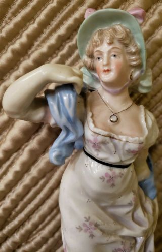 Real White Gold Meissen Porcelain Lady Figurine Porzellan Figure Kändler Antique
