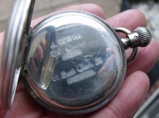 Antique 1880 Silver Pocket Watch,  J.  Sewill Cornhill London,  Liverpool