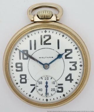Vintage Waltham Crescent St 16s 17j Open Face Mens Pocket Watch