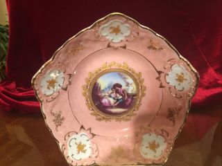 Vintage Lemoges Design Pink Bowl W/ Gold Floral Design,