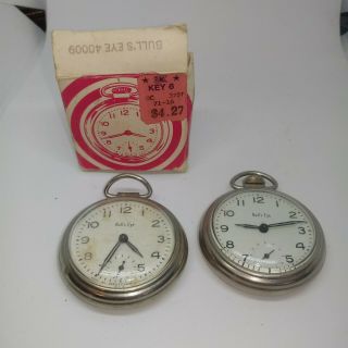Set Of 2 Vintage Westclox Bull’s Eye Pocket Watches With 1 Box Bullseye