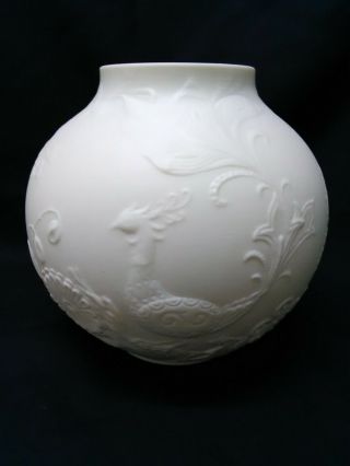 Kaiser W.  Germany Round Bisque Vase With Peacocks