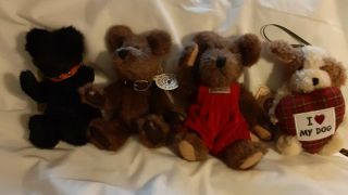 4 Boyds Bears Mini 6 " Blackstone,  Humboldt,  I Love My Dog & Clark S.  Bearhugs