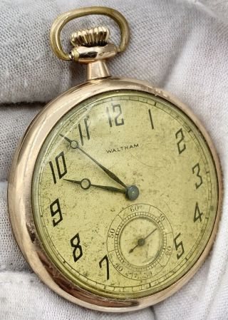 Vintage 1920 Art Deco 12s Waltham 210 Gold Filled Pocket Watch 3