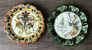 2 Salvini Italy 6 " Antique Majolica Decorative Plates - Grottesche - Guc