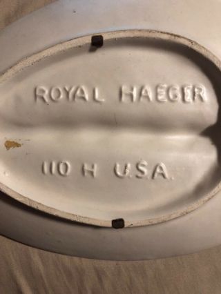 Art Pottery Gold & White Leaf Design Royal Haeger USA Bowl 60 ' s Candy Dish 110 H 3