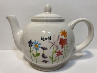 Rae Dunn Bloom Flowers Teapot With Lid By Magenta Floral Watercolor Tea Pot