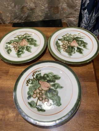 Set/3 Louisville Stoneware Pottery John B Taylor Harvest Pear 11 " Dinner Plates