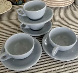 Vintage Buffalo China Lune Coffee Cups And Saucers,  Service For 4.