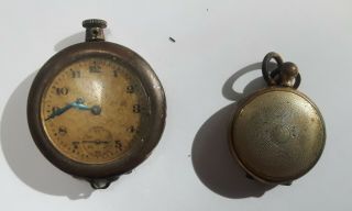 2 Antiques: Elgin Open Face Gold Filled Pocket Watch And Double Locket
