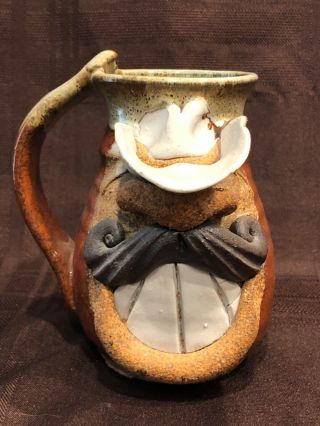 Vintage Robert Eakin Mug Cowboy Face Mustache Pottery Stoneware Figural