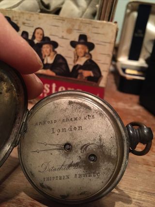 Rare Arnold Adams & Co London Antique 13 Jewel Open Face Pocket Watch Key Wind