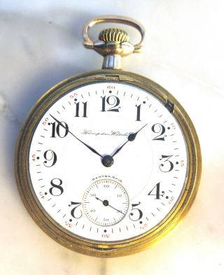 Vintage Hampden 1902 17 Jewel Wm.  Mckinley Gold Filled Dueber Case Pocket Watch