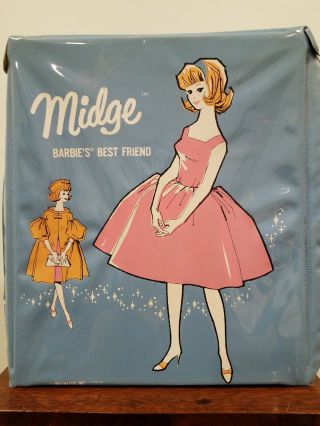 Blue Vinyl Midge Single Wardrobe Case 1963 W/ Good Drawer,  Majorette 