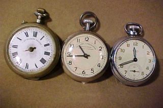 3 Old Vintage Pocket Watch =for Repair Or Parts = Railway Timekeeper,  Patent &,
