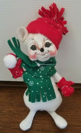 Annalee 2006 6 Inch Adorable Christmas Snowball Thrower Mouse Pre Owned W/tags