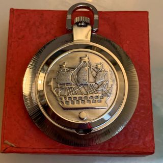 NOS Vintage Russian PAKETA/RAKETA Wind Up Mechanical Pocket Watch,  Box & Papers 3