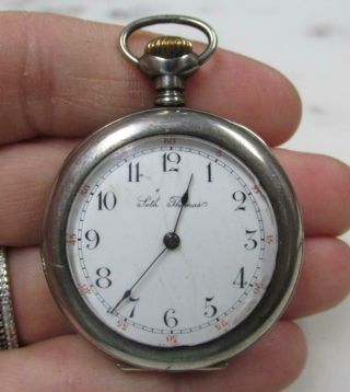 Vintage Seth Thomas Pocket Watch W/ Sterling Silver Case; 7 Jewels 3 - D295
