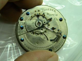 Vintage Hampden Dueber Pocket Watch Movement 18s 15 J