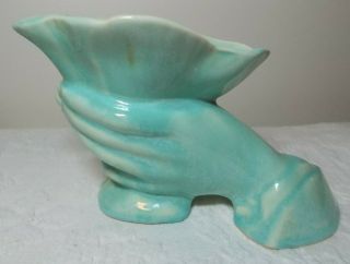 Vintage Nelson Mccoy Hand Vase Blue Aqua Turquoise