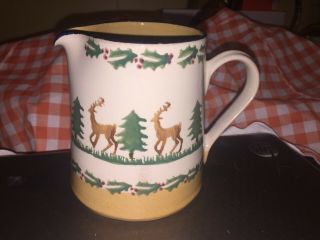 Irish Nicholas Mosse Pottery Christmas Pitcher Deer And Trees