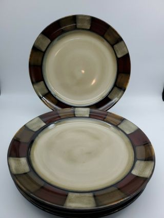 Pfaltzgraff Everyday Taos Set Of 4 - 11 1/8 " Dinner Plates Stoneware Brown Block
