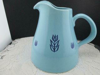Vintage Cronin Blue Tulip Pitcher Mid Century Usa Pottery