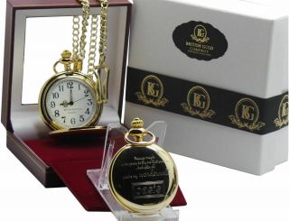 Oasis Signed Liam Noel Gallagher Gold Luxury Gift Case 24k Plated Pocket Watch