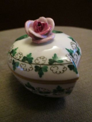 VTG.  HEREND PERSIL PARSLEY HAND PAINTED ROSE FINIAL TRINKET BOX HUNGARY 2