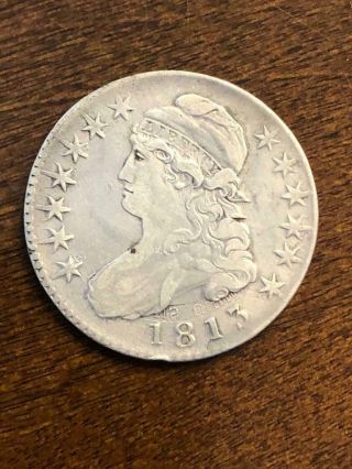 1813 Capped Bust Half Dollar (major Die Clash Error Obverse) Circulated Vf Cond.