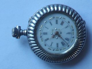 An Antique Silver - 800 - Cased Enamelled Dial Fob Watch