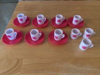 American Girl Cups And Saucer Set Of 7 Doll Size Floral Tea Cup W/ Pink Plate