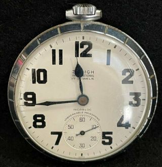 Vintage Zurich International 17 Jewels Swiss Pocket Watch -