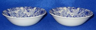 Chintzware Laura Ashley Cobalt Blue & White Cereal Bowls 2