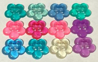 12 Polly Pocket Flower Shaped Doll Stands Pink Purple Blue Clear