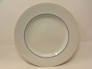 Epoch Blue Line By Crate & Barrel Dinner Plate White Porcelain Blue Verge L233