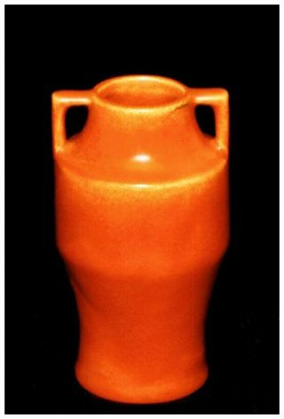Padre Pottery Mini Vase With Handles Uranium Orange Glaze Good