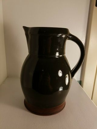 Wisconsin Pottery Columbus Red Ware Dark Gray Pitcher Signed S.  A.  2 - 15 - 99