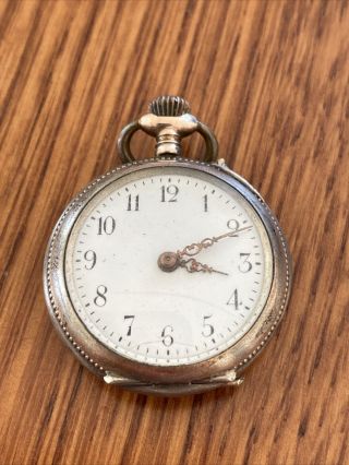 Antique Small Pocket Watch 800 Silver Case Remontoir 6 Rubis